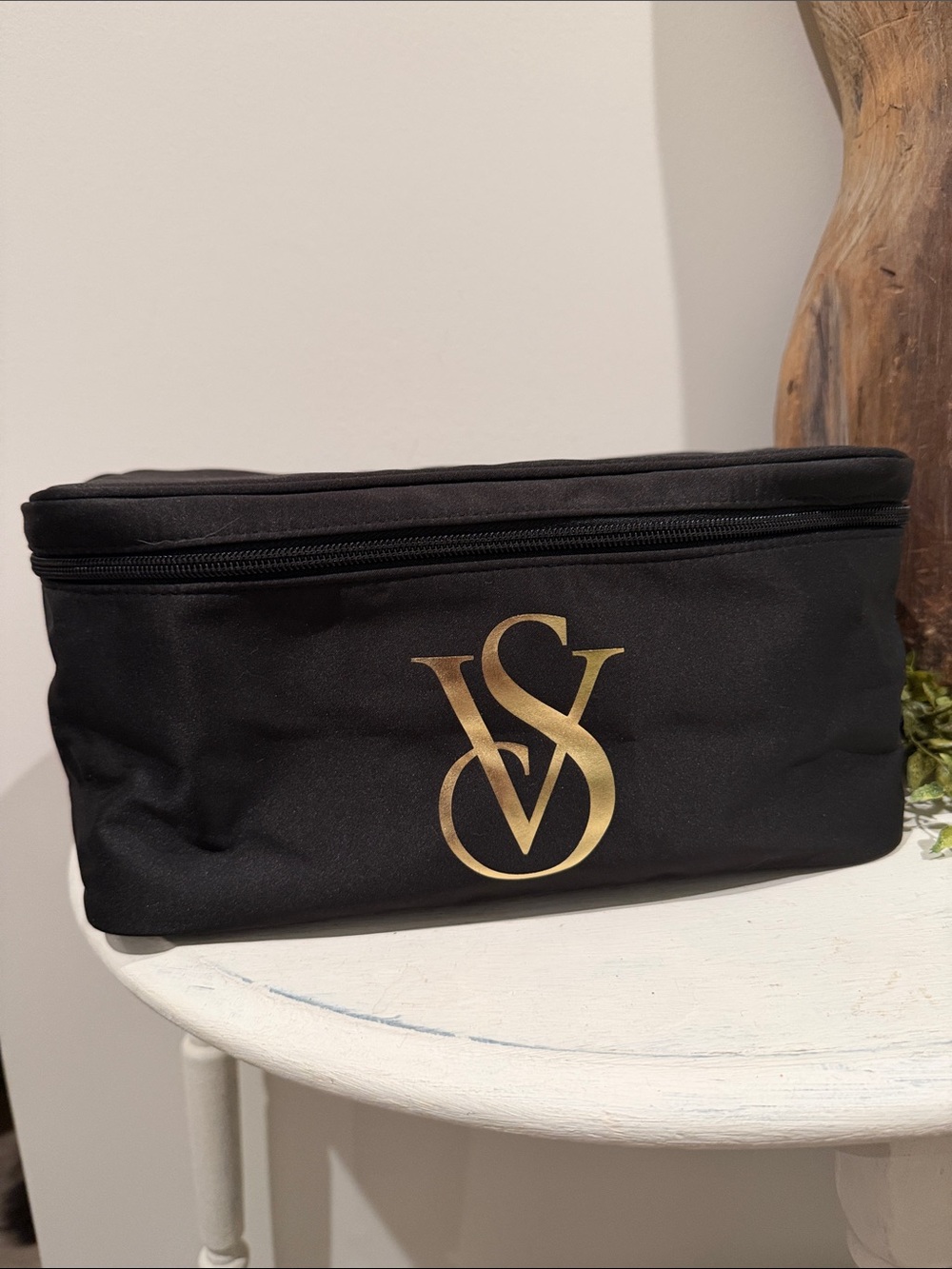 Victoria's Secret Black Bra Travel Case with Gold VS Monogram